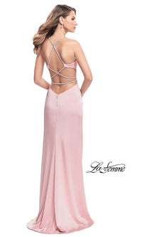  Open-Back La Femme Long Formal Dress with Beading