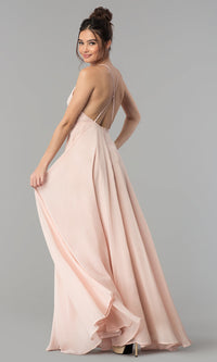  Square-Neck Long Chiffon Prom Dress