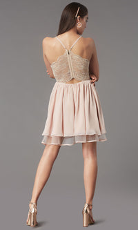  Lace-Back Short Chiffon Homecoming Party Dress