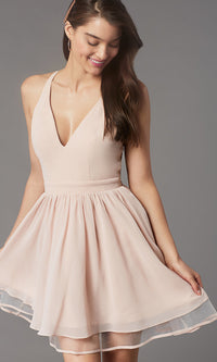  Lace-Back Short Chiffon Homecoming Party Dress