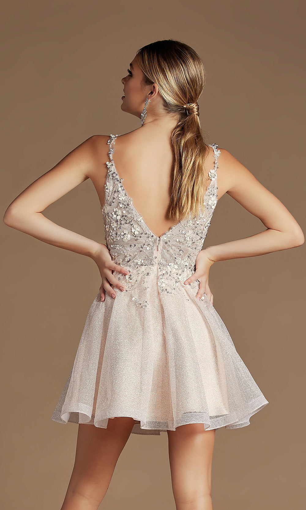  Embroidered Short Glitter Pastel Homecoming Dress