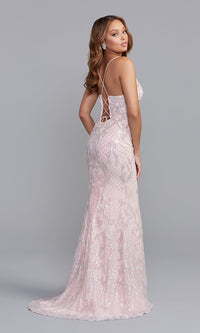  Iridescent-Sequin Long Sexy Formal Dress for Prom