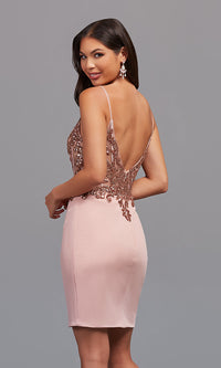  Short Tight Sequined Sheer-Corset Homecoming Dress