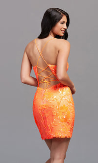  Corset-Back Bright Short Sequin Homecoming Dress