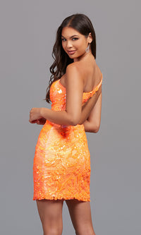  Bright One-Shoulder Sequin Semi-Formal Party Dress