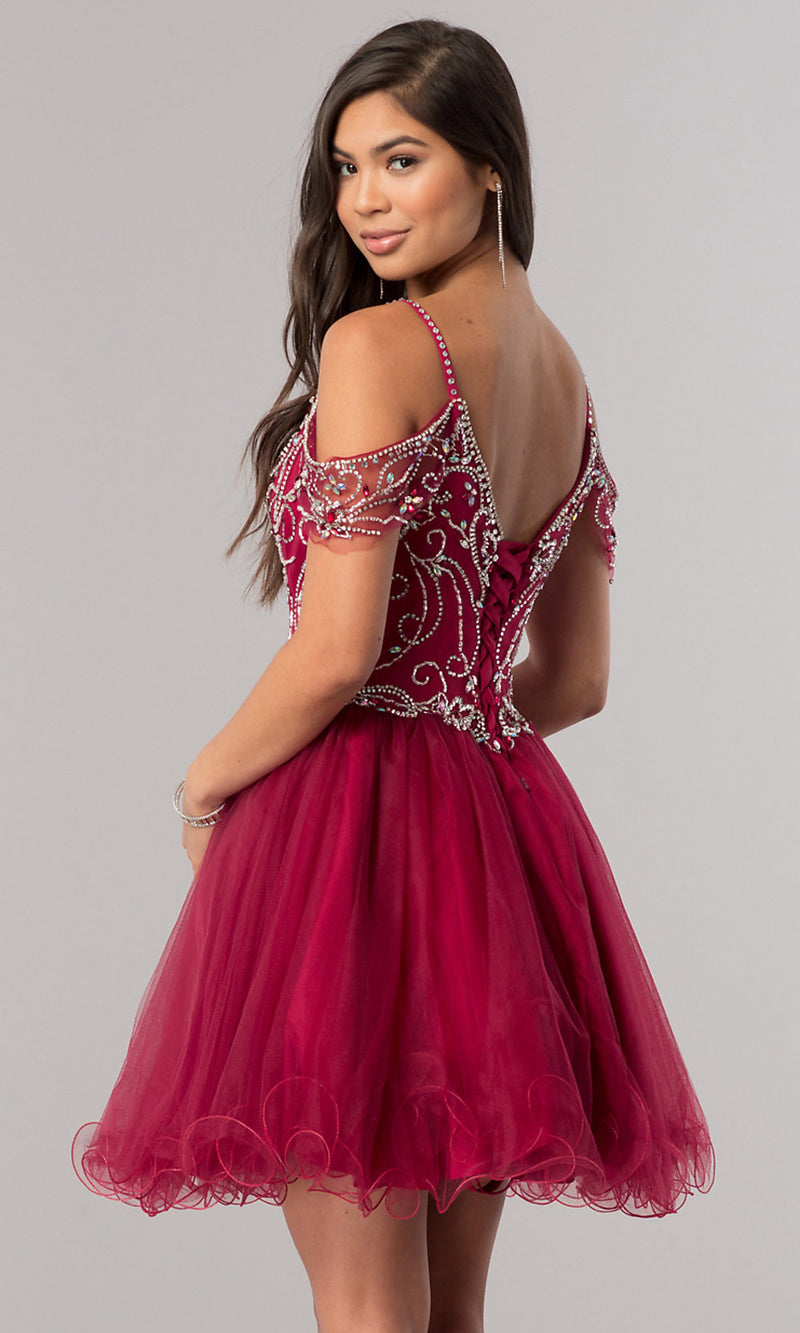 CorsetBack ColdShoulder Short Baby Doll Hoco Dress