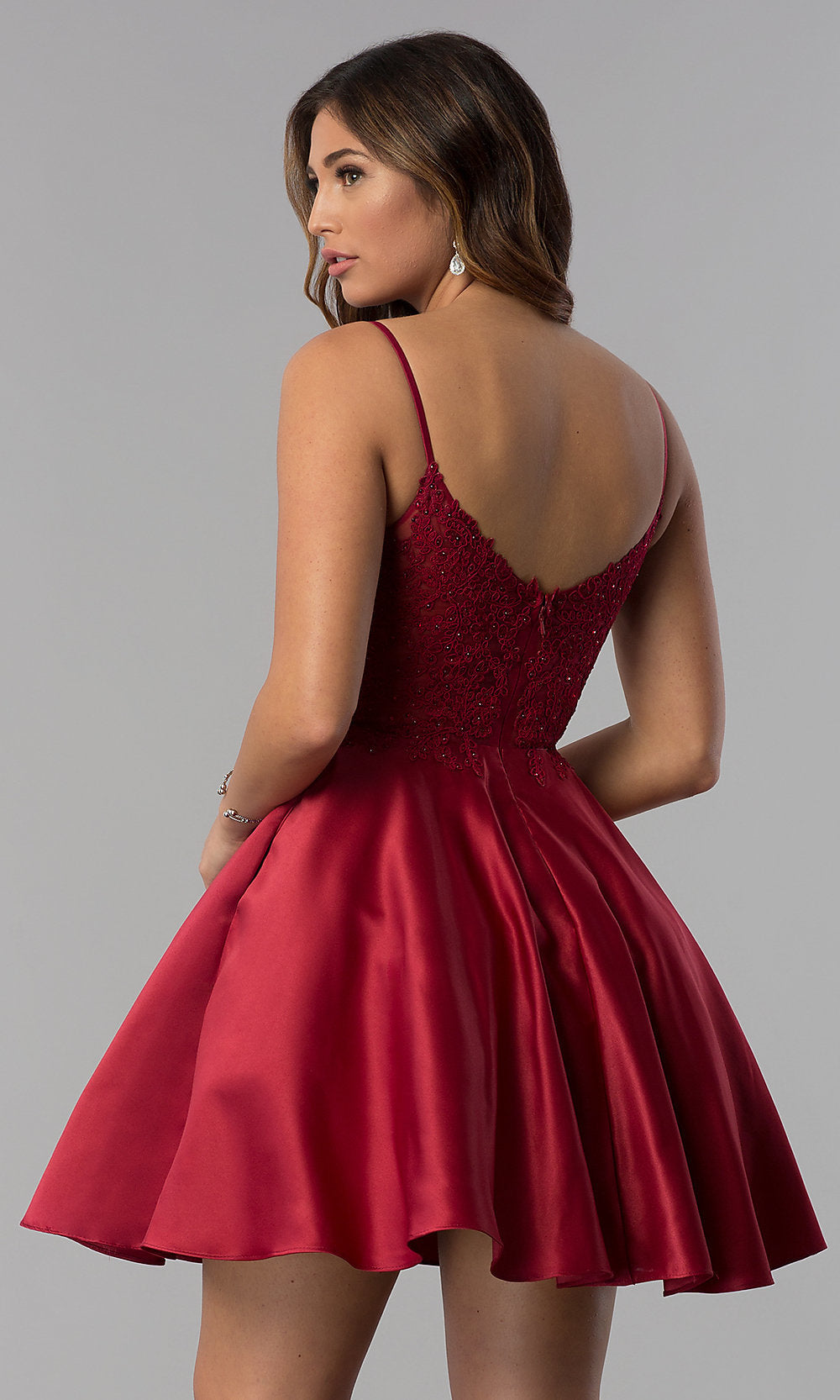  Short Lace-Applique-Bodice A-Line Homecoming Dress