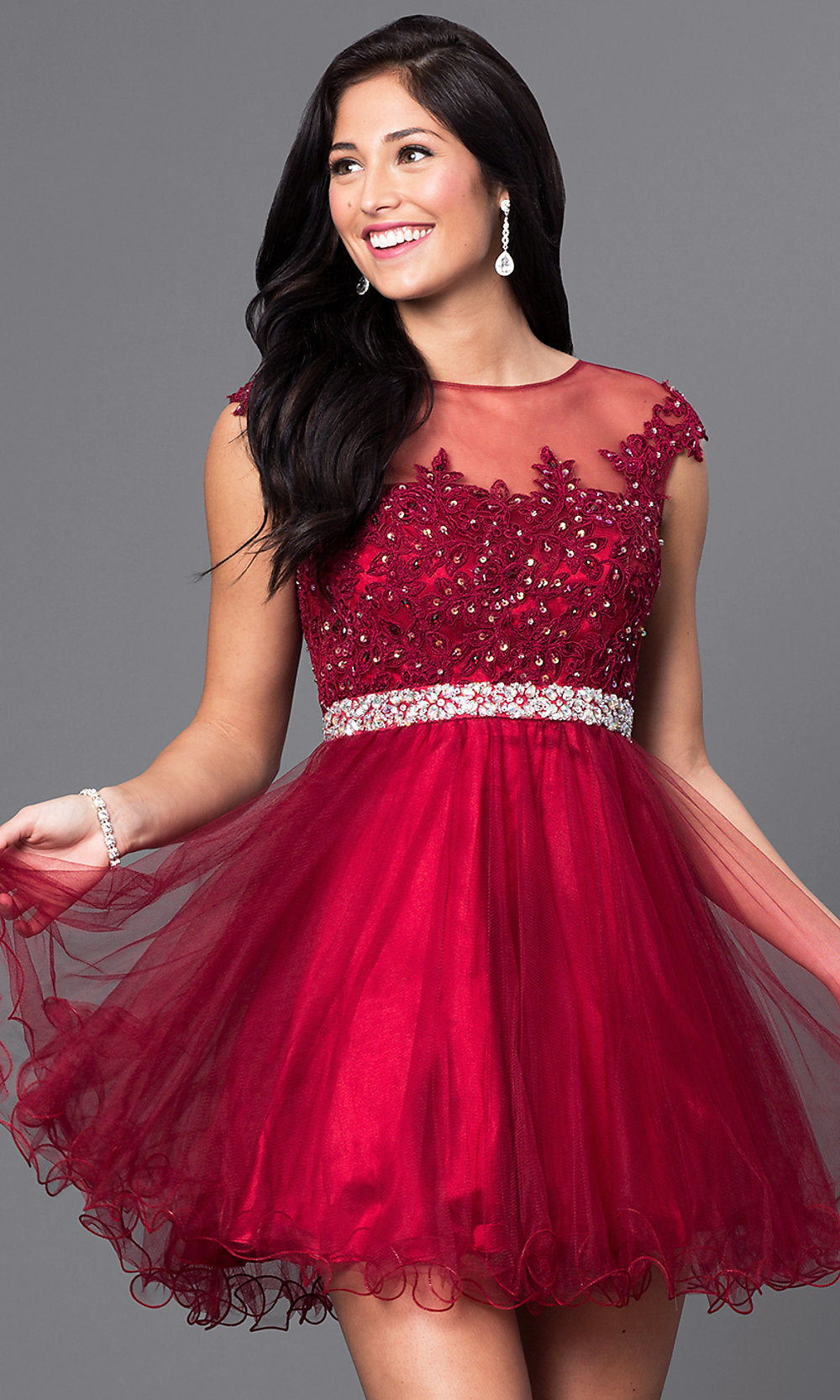 Short Babydoll Formal Homecoming Dress with Embroidery Short Babydoll Formal Homecoming Dress with Embroidery