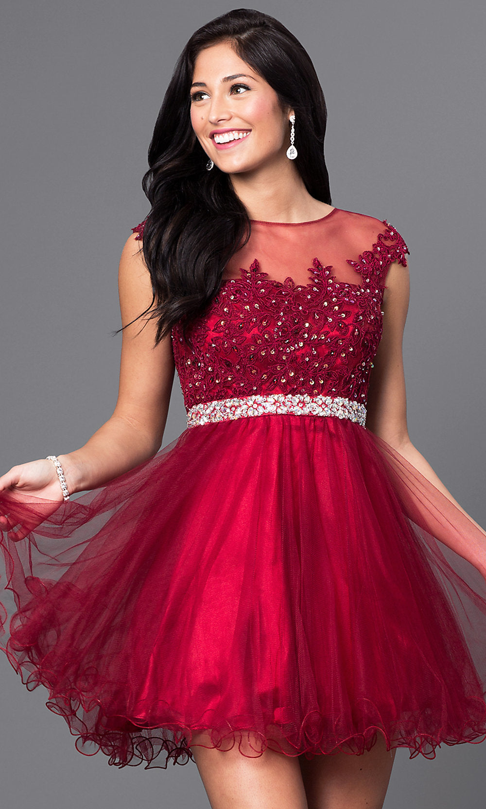 Short Babydoll Formal Homecoming Dress with Embroidery