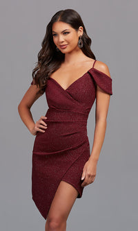 Burgundy Burgundy Red Short Wedding-Guest Party Dress