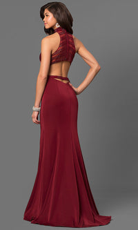  High-Neck Back Cut-Out Long Prom Dress