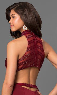  High-Neck Back Cut-Out Long Prom Dress
