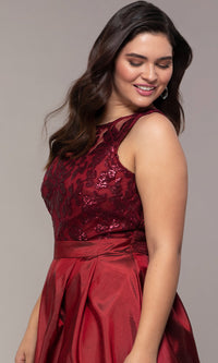  Simply Plus-Size High-Low Prom Dress with Sequins
