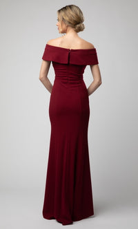  Shail K Long Off-the-Shoulder V-Neck Prom Dress