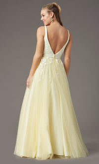  Long V-Neck Ball-Gown-Style Prom Dress by PromGirl