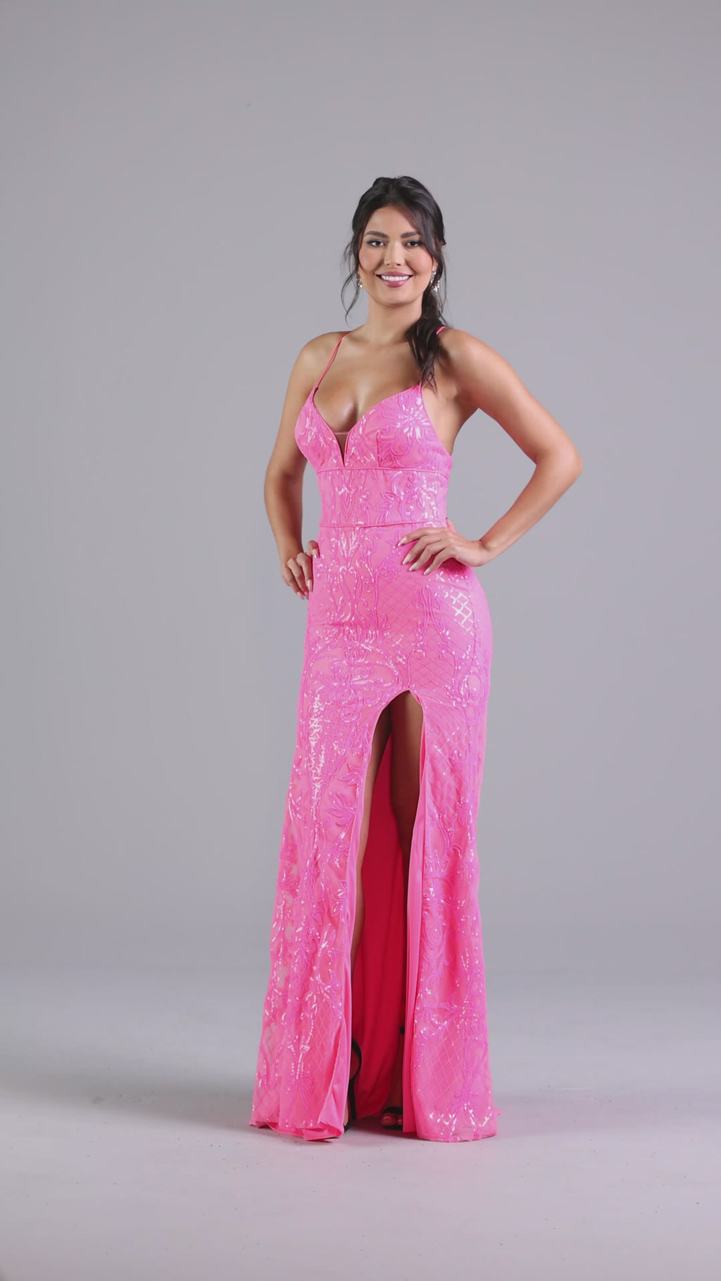 Iridescent-Sequin Long Sexy Formal Dress for Prom