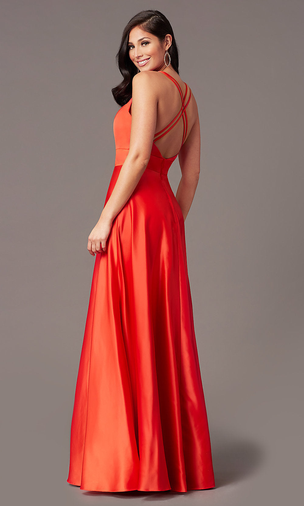 Candy Apple PromGirl Long V-Neck Faux-Wrap Prom Dress