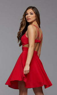  A-Line Short V-Neck Prom Dress with Pockets