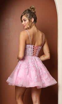  Short Lace-Embroidered Baby Doll Homecoming Dress