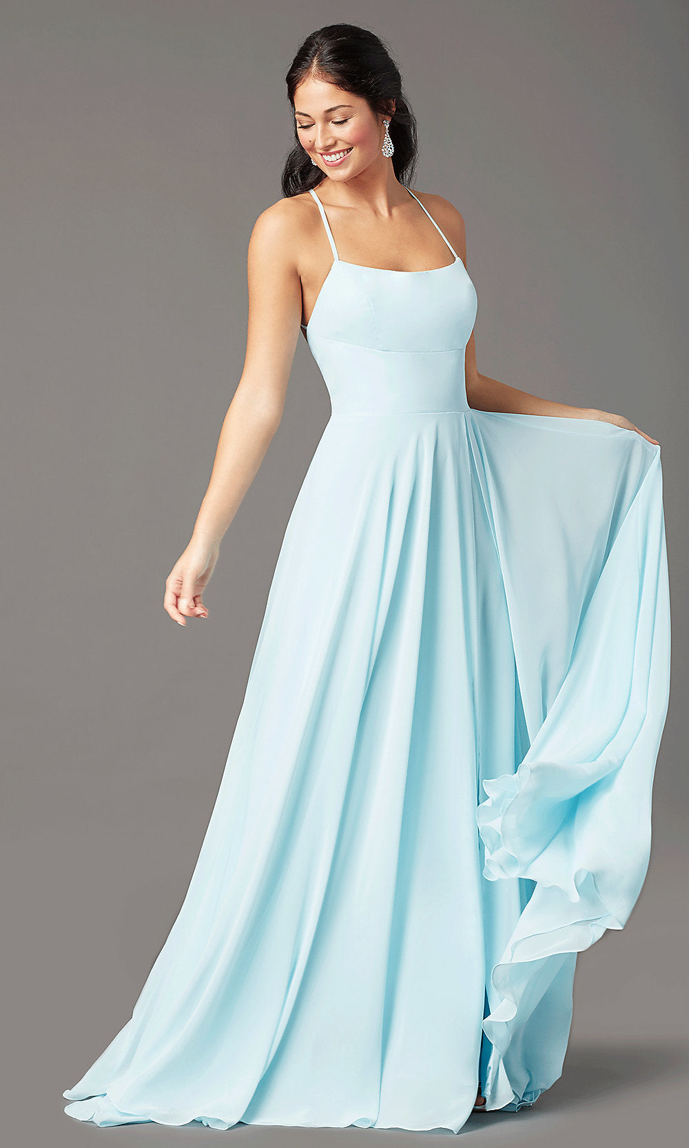 Caribbean Long Square-Neck Formal Prom Dress by PromGirl