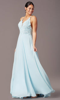 Caribbean Long Multi-Strap Open-Back Prom Dress by PromGirl