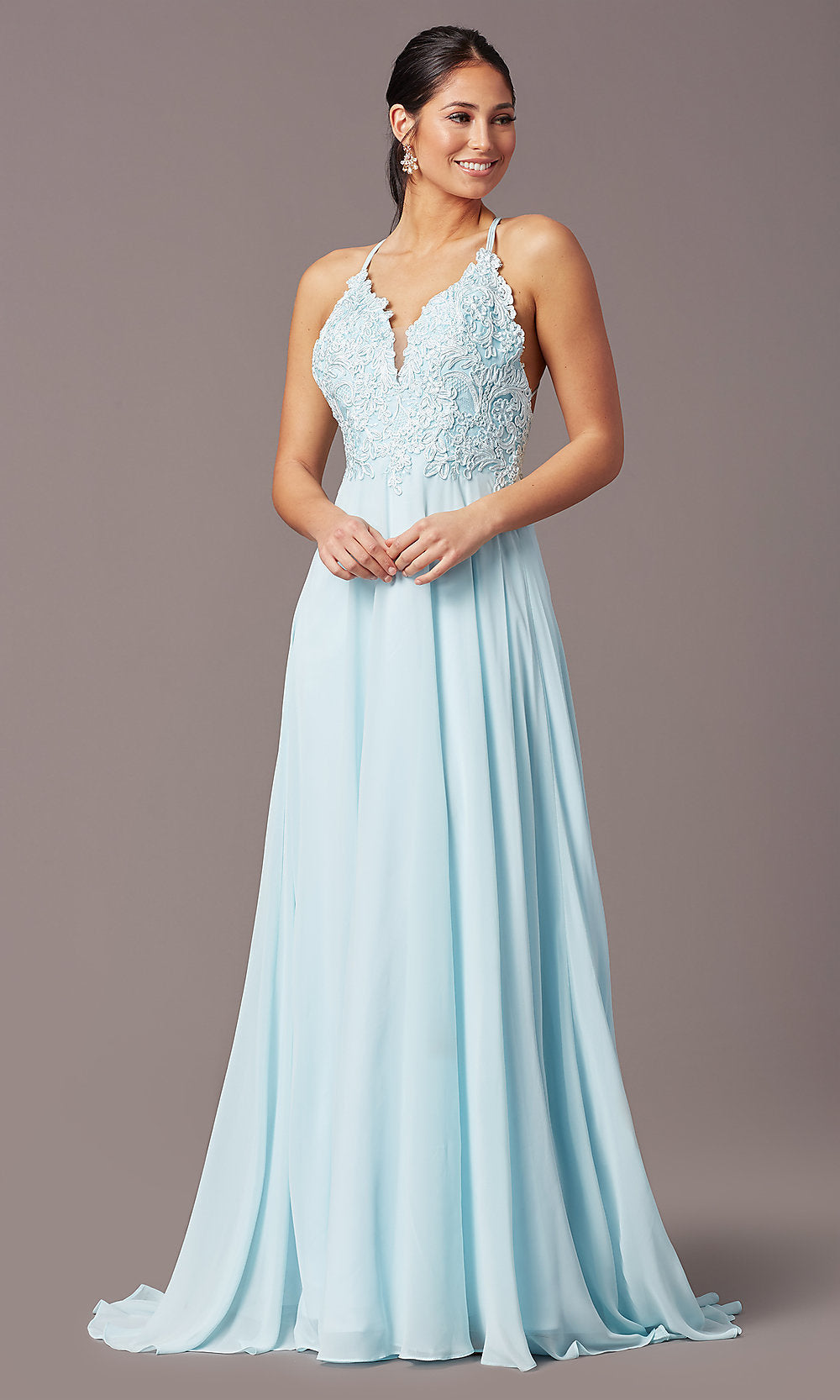  Long Multi-Strap Open-Back Prom Dress by PromGirl