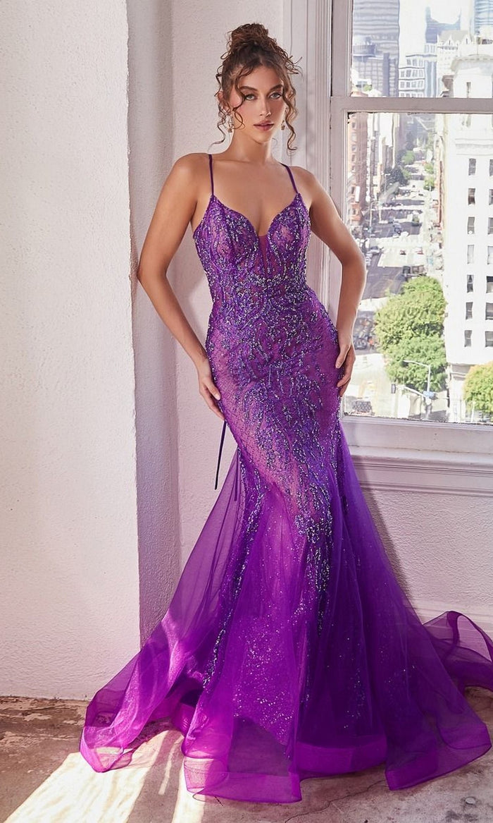 Nova Purple Long Formal Dress CC2253 by Ladivine