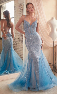 Ocean Blue Long Formal Dress CC2253 by Ladivine