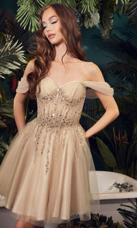 Champagne Ladivine Short Party Dress CD0211