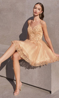 Champagne Ladivine Short Party Dress CD0213