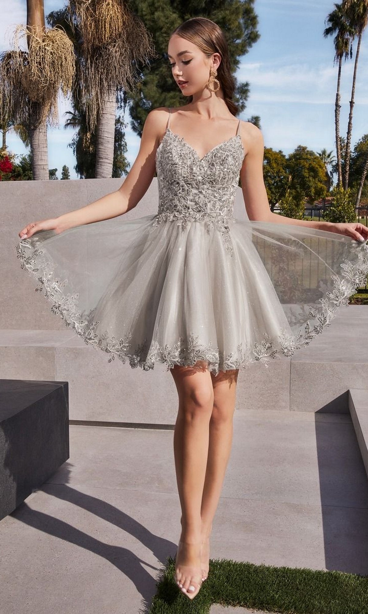 Silver Ladivine Short Party Dress CD0213