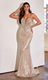 Champagne Long Formal Dress CD0216 by Ladivine