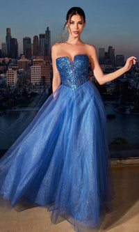 Deep Blue Long Formal Dress CD0217 by Ladivine