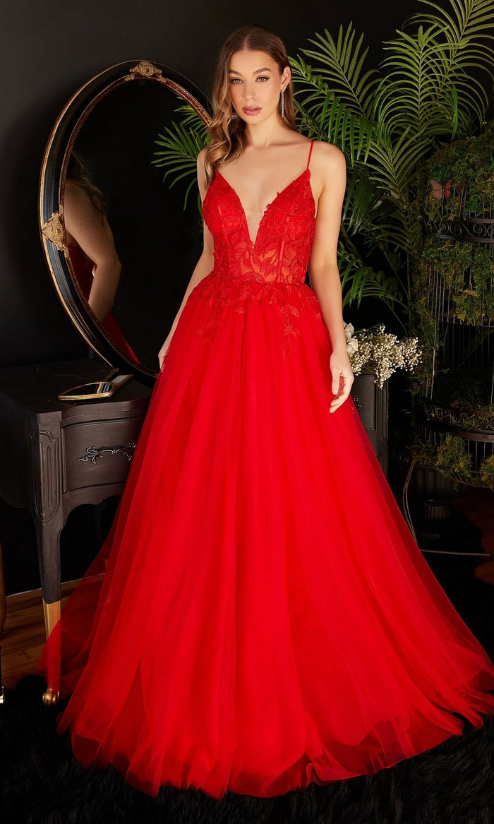 Red Long Formal Dress CD2214 by Ladivine