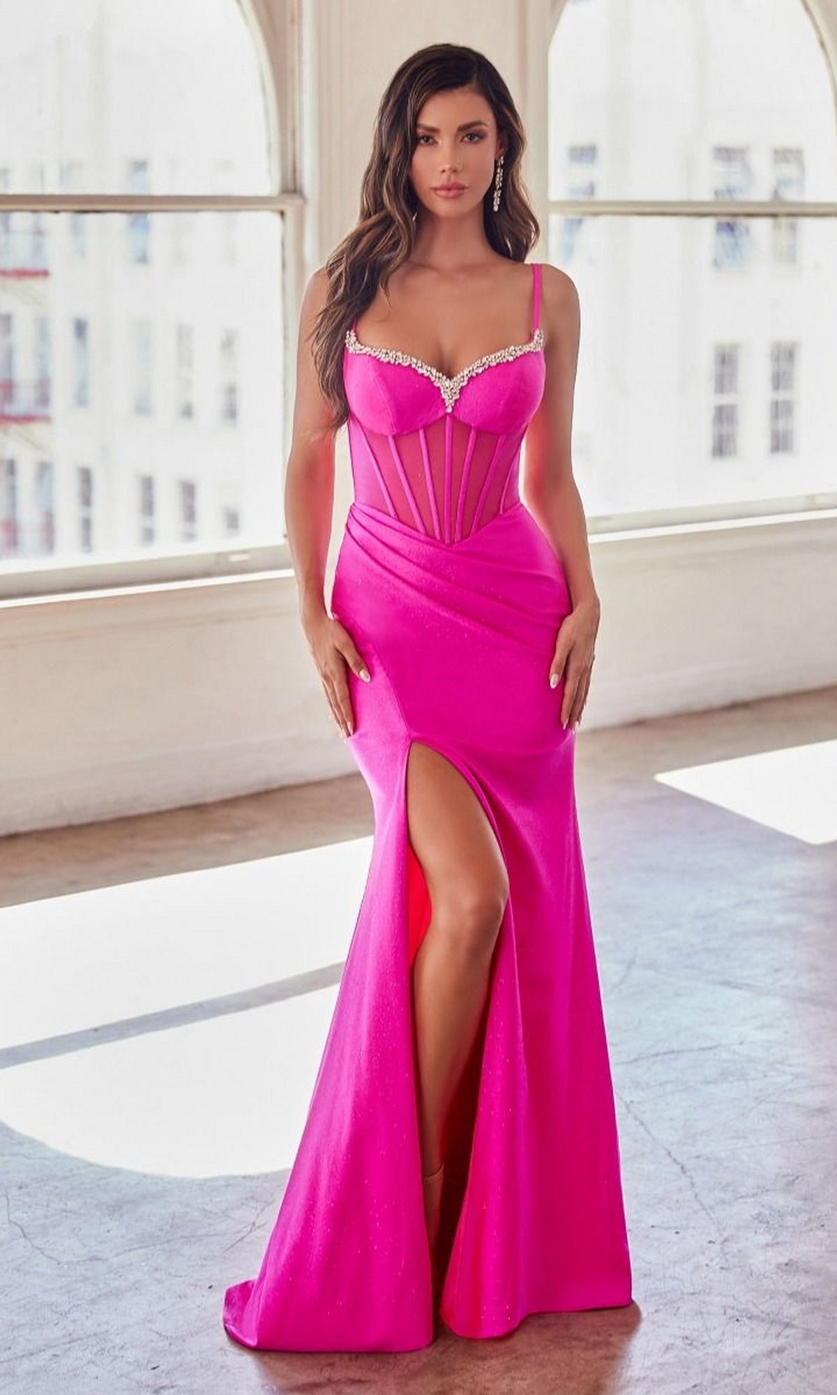 Hot Pink Long Formal Dress CD307 by Ladivine