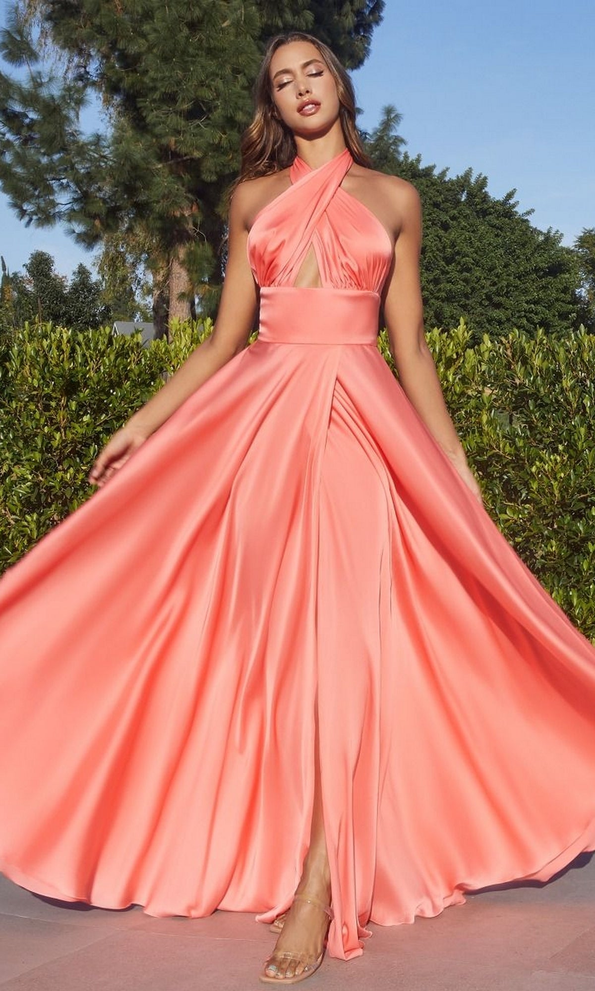 Formal Long Dress CD323 By Ladivine Light Coral / 2 Formal Long Dress CD323 By Ladivine Light Coral / 2