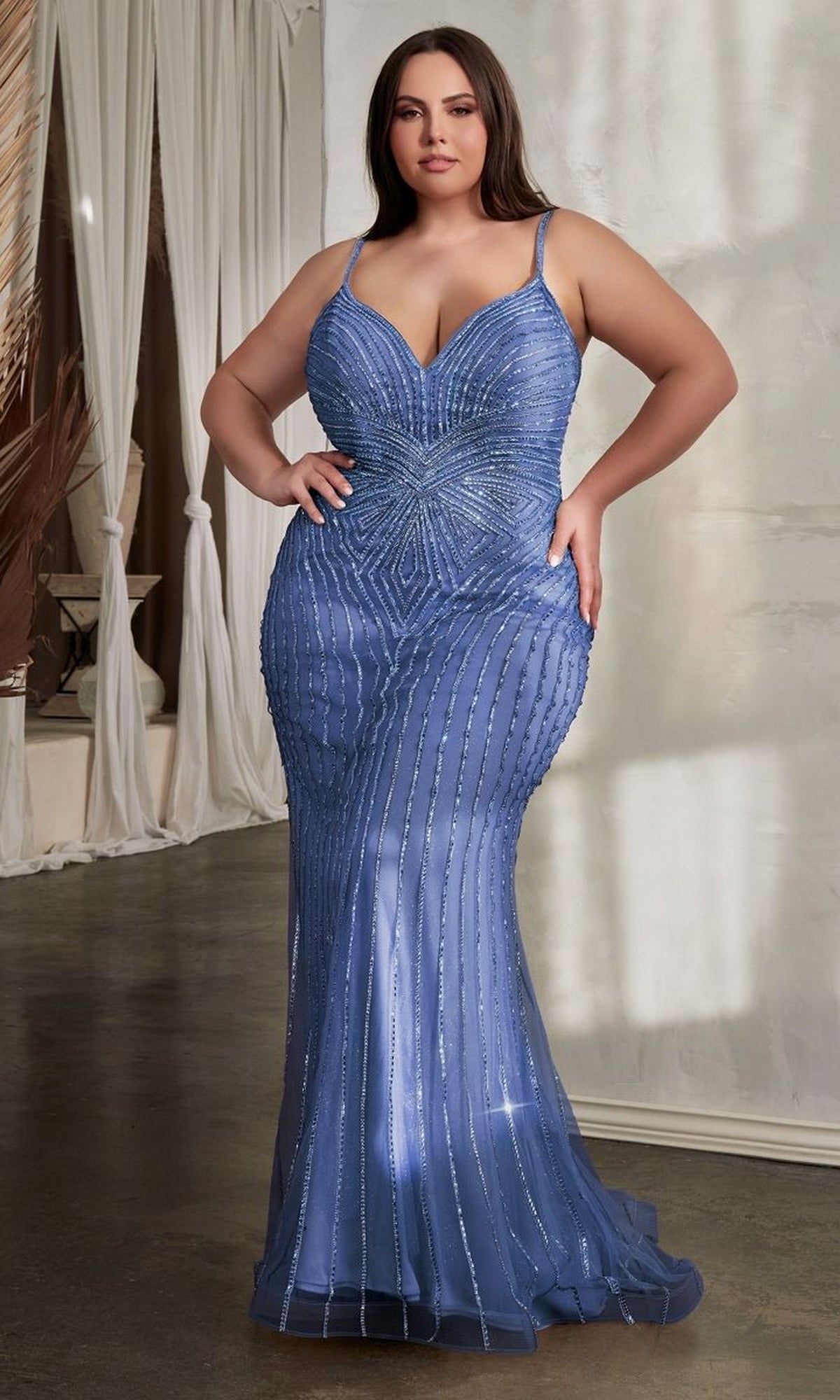 Blue Formal Long Dress CD845C By Ladivine