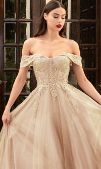 Champagne Long Formal Dress CD961 by Ladivine