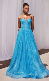 Ocean Blue Long Formal Dress CDS483 by Ladivine