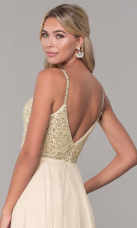 Rhinestone-Bodice Long Chiffon Formal Dress for Prom