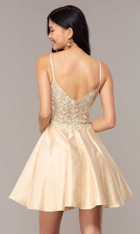  Short Lace-Applique-Bodice A-Line Homecoming Dress