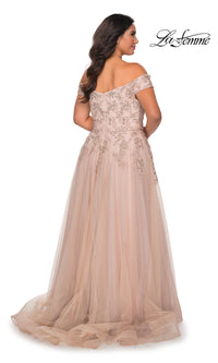  La Femme Embroidered Plus-Size Formal Ball Gown