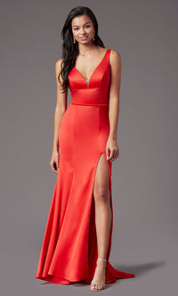  Long Open-Back Satin Prom Dress by PromGirl