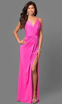  Faviana Long V-neck Prom Dress