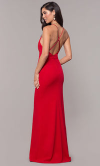  V-Neck Jersey-Crepe Open-Back Prom Dress by Simply