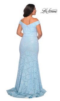  Off-the-Shoulder Long Shimmer Lace Plus Prom Dress