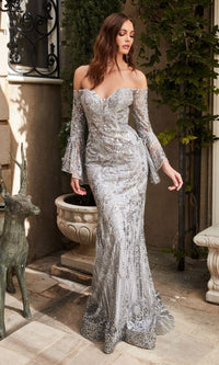 Silver Long Formal Dress CM319 by Ladivine