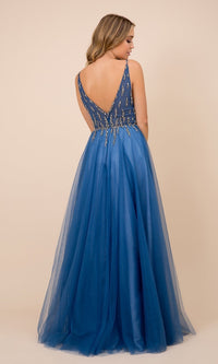  Embellished-Sheer-Bodice Long Formal Prom Dress