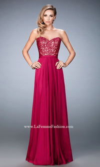  La Femme Floor Length Strapless Gown