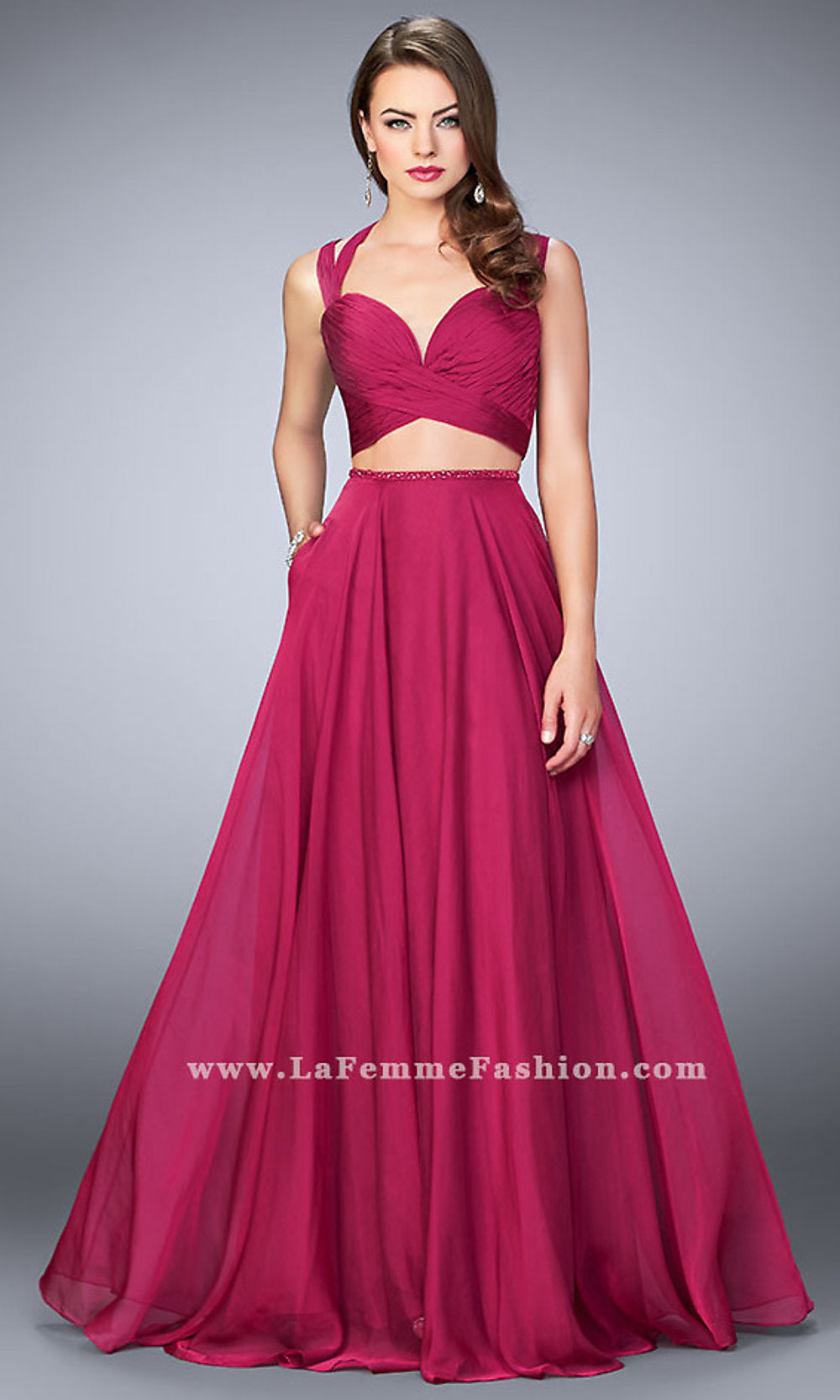 Cranberry Two Piece Prom Dress with a Sweetheart Neckline